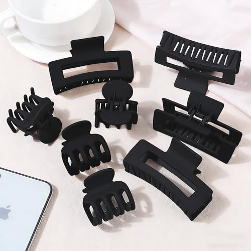 8 Pcs Medium & Small Hair Clips Set for Women - Durable Claw Clips