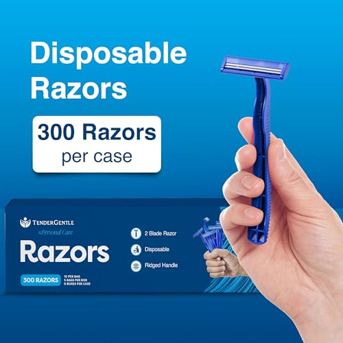 Disposable Razors for Men and Women - Case of 300 Shavers - 2 Blade Razors, Bulk - for Shaving, Tattoos, Hospitality, and More