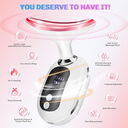 Portable Face Massager with 3 Light Modes?Red for Lifting & Firming, Blue for Skin Vitality, Purple for Smoothing Lines?450mAh Rechargeable Battery,USB Charging?Compact Anti Aging Device