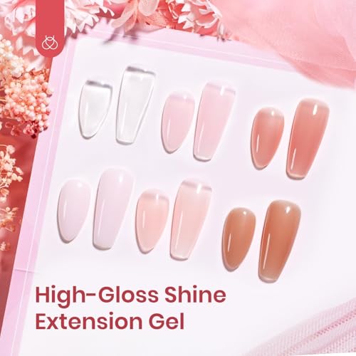 Beetles Poly Nail Gel Extension Kit with Mini LED Lamp - 6 Nude Colors