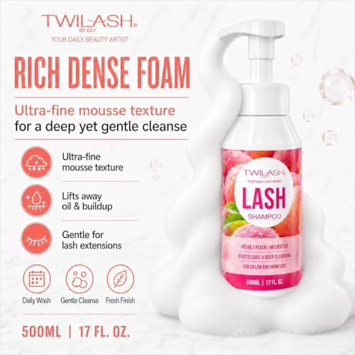 TWILASH Lash Shampoo 500ml - Gentle Foam Cleanser for Extensions