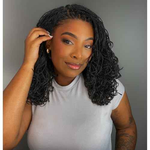 Micro Twist Braided Double Full Lace Wigs for Black Women Mini Braid Wig with Baby Hair Short Curly Box Braid Lace Synthetic Black Hair 14Inch