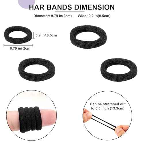 400 PCS Baby Hair Ties ? No Damage Elastic Ponytail Holders, Soft Seamless Multicolor Hair Bands for Toddlers and Girls, Baby Hair Accessories (Black)