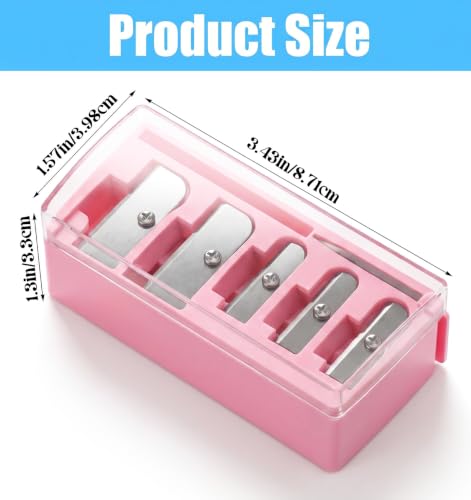 5-Hole Makeup Pencil Sharpener with Cover for Eyebrow & Eyeliner - Pink
