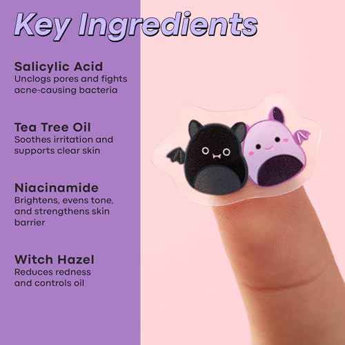 TONYMOLY x Squishmallows Halloween Emily + Zumirez the Bat Blemish Patches ? Hydrocolloid Acne Spot Treatment with Salicylic Acid ? Cute K-Beauty Pimple Patches ? 24 Count