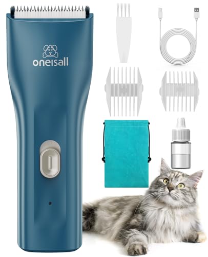 Oneisall Waterproof Cat Clippers for Matted Hair - Quiet & Cordless