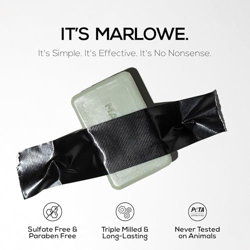 MARLOWE. No. 108 Lightly Exfoliating Soap Bar, 7oz, Polishing, Moisturizing & Cleansing Bar Soap for Men, Made with Natural Ingredients