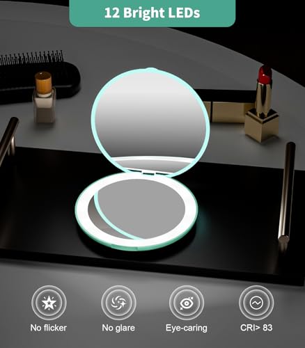 LED Compact Mirror 10X Magnification 3.5" Lighted Makeup