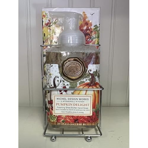 Michel Design Works Scented Foaming Hand Soap and Napkin Caddy Set, Pumpkin Delight