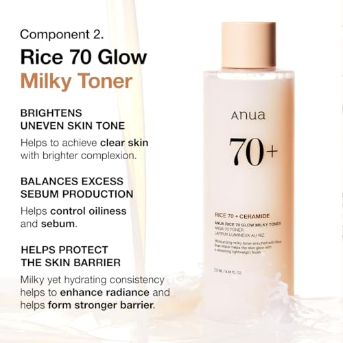 Anua Rice Trio Set : Rice Cleansing Powder & Milky Toner & Hydrating Serum, Marshmallow face mask maker, for Glass skin,Korean Skincare