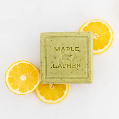 Maple & Lather Triple Milled Bar Soap with Shea Butter, Lemon Verbena Scent, Long-Lasting, Exfoliating, Moisturing, Sustainably Sourced, 209g - Made in Provence, France