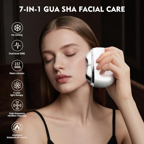 Electric Gua Sha Facial Massager with Red Light Therapy & Hot/Cold