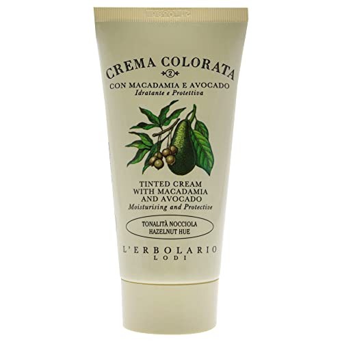 L'Erbolario Tinted Face Cream - Moisturizer Face Cream - Innovative Makeup Lotion - Protects Your Skin From Wrinkles and Dryness - Tinted Cream with Macadamia and Avocado - Hazelnut Hue - 1.6 oz