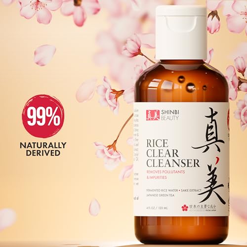 Japanese Face Wash Skincare Products - Japanese Rice Water Green Tea Cleanser - 99% Naturally Derived Japanese Beauty 4oz