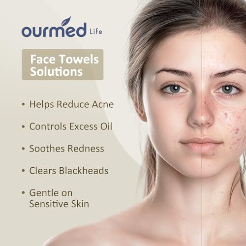 Ourmed Life Face Towels, Disposable Biodegradable Facial Towels for Sensitive Skin, Lint- free Facial Wipes for Washing Face, Skincare and Makeup Remover, Dry Wipes, 10"¡¿7.9" Extra Large, 180 Count
