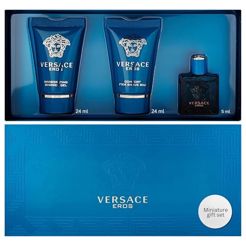 Versace Eros Men's 3-Piece Mini Travel Gift Set (EDT, Gel & Balm)