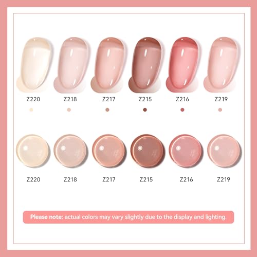 Jelly Nail Polish Set - 6 Colors, Air Dry, No UV Lamp