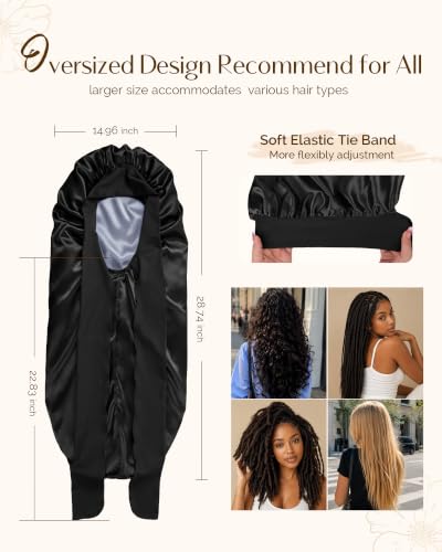 YANIBEST Double Layer Satin Sleep Bonnet - Adjustable, Extra Long
