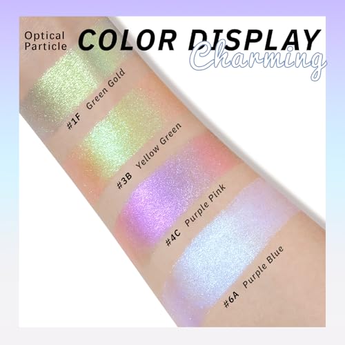 Noerrors Blue Purple Holographic Duochrome Glitter Eyeshadow, Multichrome Rich Color Shimmer Metallic Eyeshadow for Blue Green Eyes, Iridescent Mermaid Eye Brightener Makeup Palette Rave Accessories