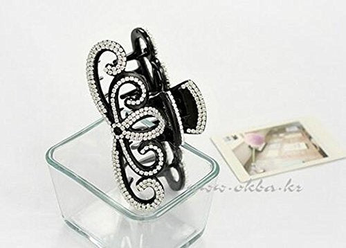 Suoirblss Women Lady Rhinestones Large Hair Claw Clip Hairpin Jaw Clips Thick Hair Accessories (Black)