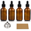 4 Pack 1oz Dark Amber Glass Dropper Bottles with Funnel