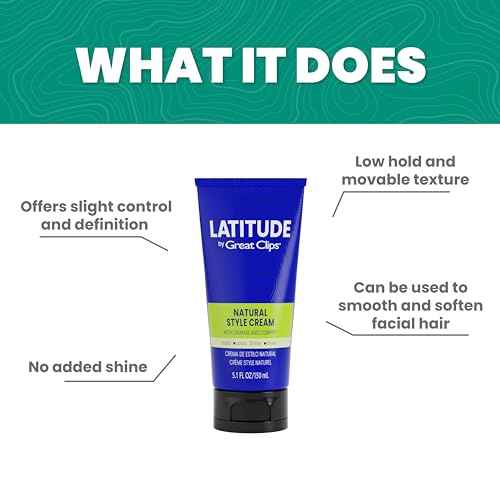 GREAT CLIPS LATITUDE Natural Style Cream | Hair Gel for Men | Low Hold + Low Shine | 5.1oz