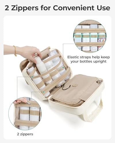 BAGSMART Hanging Toiletry Bag for Women, Puffy Makeup Organizer