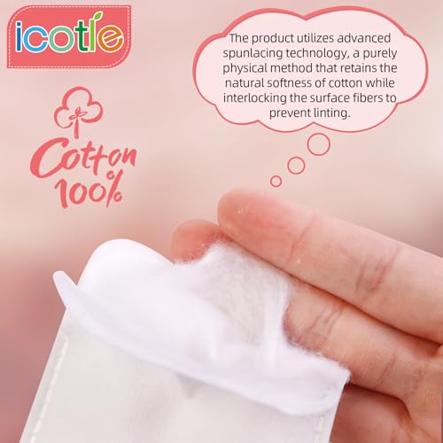 100% Cotton Square Makeup Remover Pads - Soft Lint-Free Facial Pads (200-Pack)