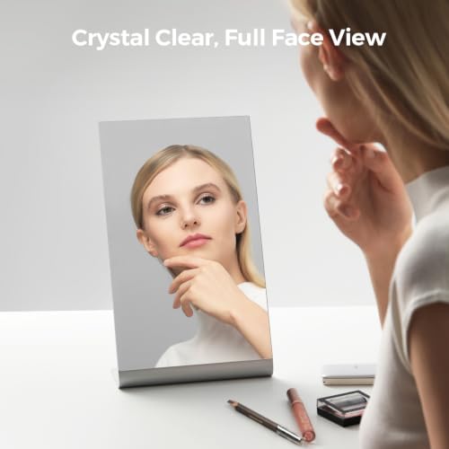 12"x7" Frameless Makeup Mirror - NEZZOE 12 Inch Silver, Free Standing Desk Mirror