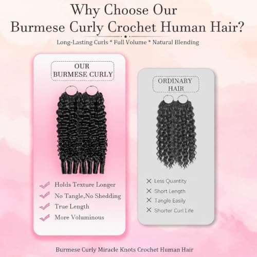 Miracle Knots Crochet Human Hair, 100g Burmese Curly Hair