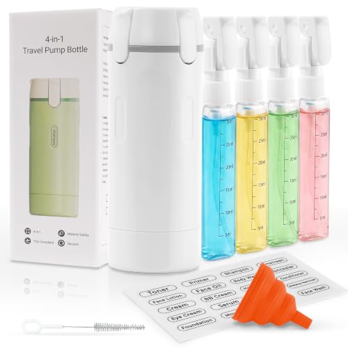4-in-1 Travel Dispenser Bottles Set 30ML Leak-Proof TSA Approved Toiletry Containers with Labels