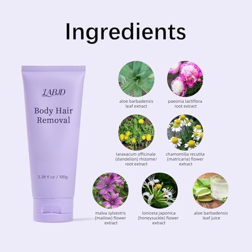 Gentle Hair Removal Cream for Sensitive Skin - Pain-Free 2-in-1 Body Hair Removal with Spatula - Long-Lasting & Easy Application for Men & Women