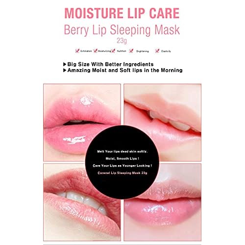 Lip Mask Overnight 23g (Berry) - Moisturizer for Dry Lips - Overnight Treatments Balm, Day and Night Repair Gloss, Scrubs Exfoliator