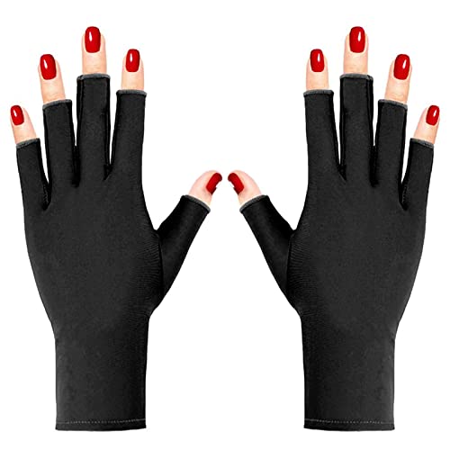 UPF 50+ Fingerless UV Protection Gloves for Gel Manicure & Nail Lamp