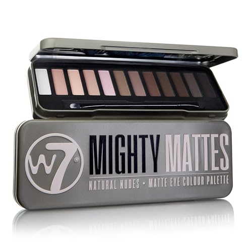 W7 Mighty Mattes Eyeshadow Palette - 12 Long-Lasting Nude Shades