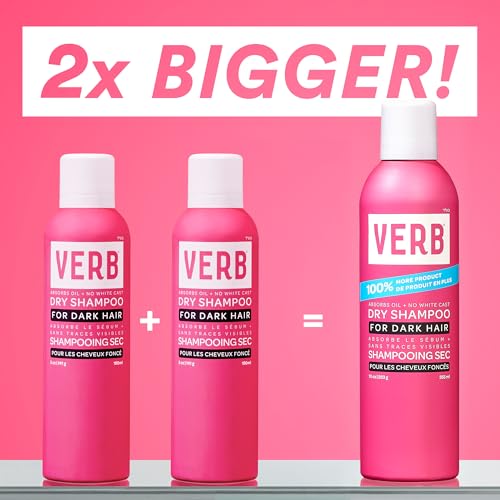 VERB Dry Shampoo Dark ? Refresh, Absorb Oils + Extends Styles - Refreshing Dry Shampoo Spray for Dark Tones - Vegan, No Parabens or Harmful Sulfates
