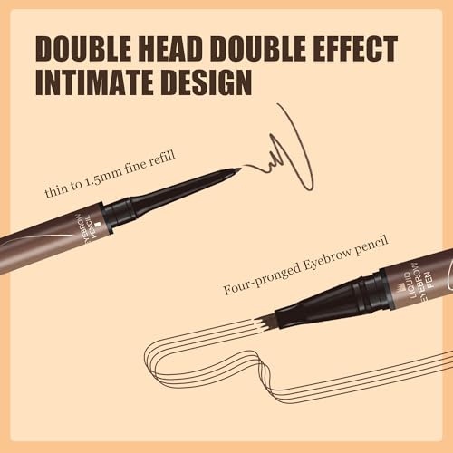 Microblading Eyebrow Pen 2-in-1 Waterproof Brow Pencil Light Brown