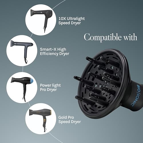 Bio Ionic Universal Diffuser - Fast-Drying Hair Dryer Attachment for Frizz Control & Shine - Fits 2.25" Blow Dryers - Professional Styling Tool for All Hair Types