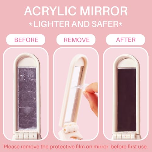 RHOS Folding Travel Hair Brush with Mirror