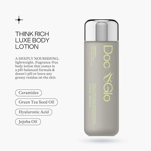Doc & Glo Think Rich Luxe Body Lotion, Fragrance Free, 8.4 Fl Oz