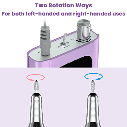 Professional Nail Drill Machine - Rechargeable E-File for Acrylic Nails, 35000 RPM, Low Noise with 6 Bits Set