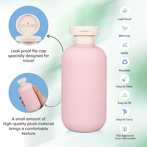 DEMORA 6.8oz Travel Bottles for Toiletries, Leak Proof, 4 Pack