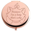 AKTAP Aristocats Gifts Cat Pocket Compact Makeup Mirror Because I'm a Lady That's Why for Cat Lover Gift (M-RIE Cat Pocket Mirror)