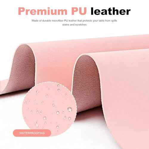 Foldable Nail Art Table Mat, Waterproof PU Leather Desk Mat for Manicure, Non-Slip Protective Pad for Nail Tech Salon Home, Portable and Easy Clean (Pink, 60x30cm)