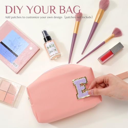 Sanwuta 9 Pcs Makeup Bags Bulk PU Double Zippers Cosmetic Bag Makeup Toiletry Small Pouch Portable Travel Organizers Case for Women Bridesmaid Proposal Gifts(Pink Purple Series)