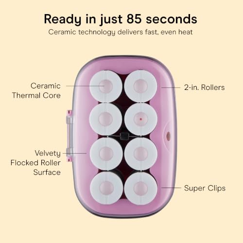Conair Jumbo Hot Rollers - 2-Inch Ceramic Flocked, 8-Piece Set