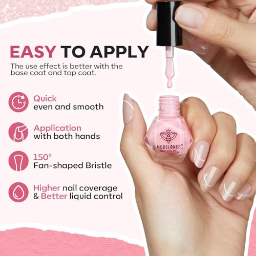 modelones 12-Color Nude Pink Nail Polish Set - Mellow Peach Pink Variant, Quick Dry