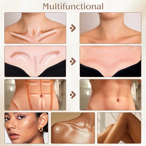 Contour Highlighter Stick£¬2-in-1 Dual-Ended Cream Bronzer & Highlighter Sticks Pen for Face Body Contouring Makeup- Buildable£¬Waterproof, Easy to Apply Suitable for Beginners£¬01Nuetral Nude + Beige