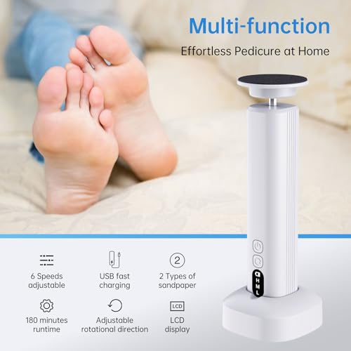 Electric Foot Callus Remover Rechargeable, 6 Speeds Adjustable USB Charging Foot Sander, Portable Electric Foot File Professional Foot Grinder for Dead Skin & Cracked Heel