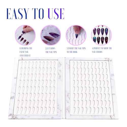 Acycoin2A 160 Nail Color Display Book Chart with 240 Nail Tips UV Gel Polish Color Card Board (A)